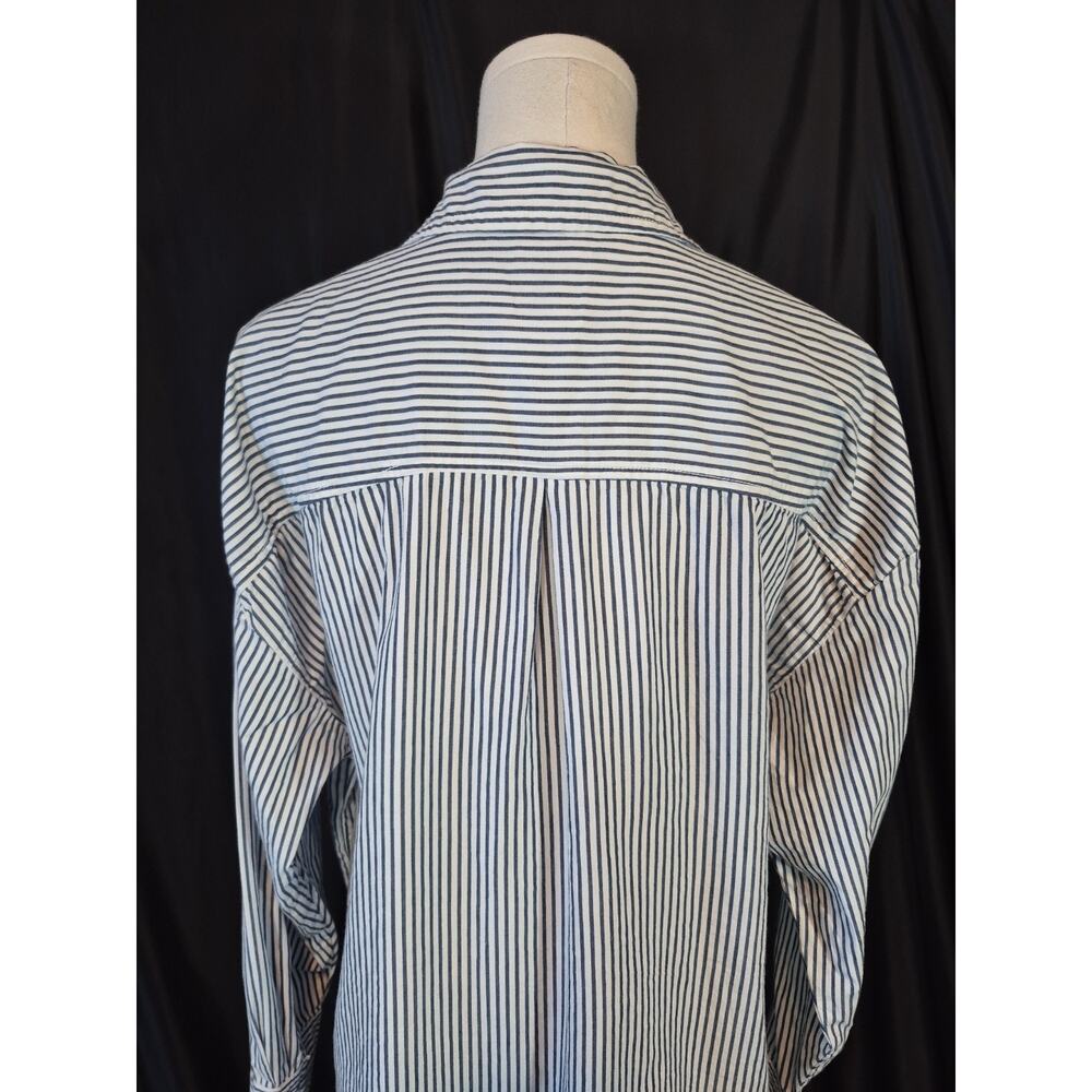 Anthropologie Maeve Bennett Boyfriend Oversized Shirt *Blue White* Stripe Medium - Picture 9 of 10